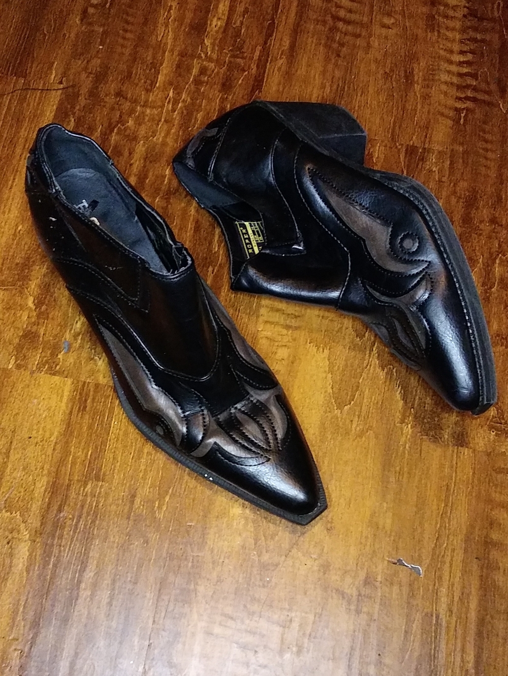 Classic Black Pointed Western Ankle Boots for Women